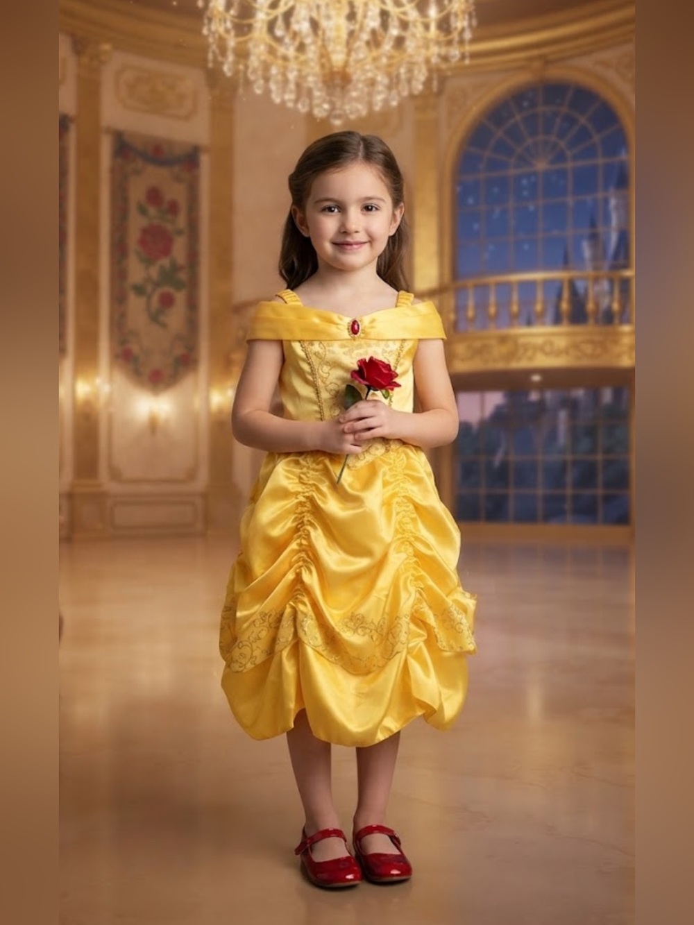Funna brand Disney princess Belle yellow costume dress dress up Sz 6